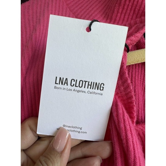 LNA MURPHY SWEATER ONE SHOULDER TURTLE KNECK LONG SLEEVES RIB TOP BARBIE PINK M - Picture 13 of 14